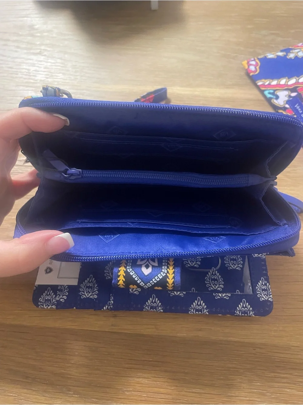 Vera Bradley Navy Floral Quilted Wristlet and Matching Wallet